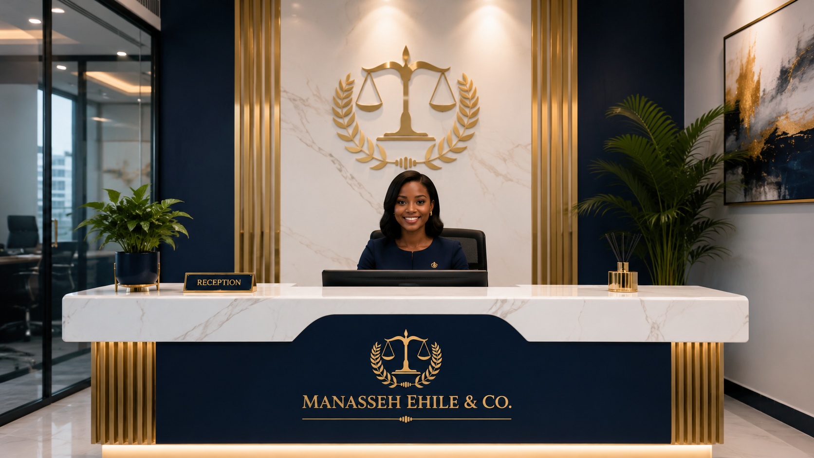 Professional law firm reception area