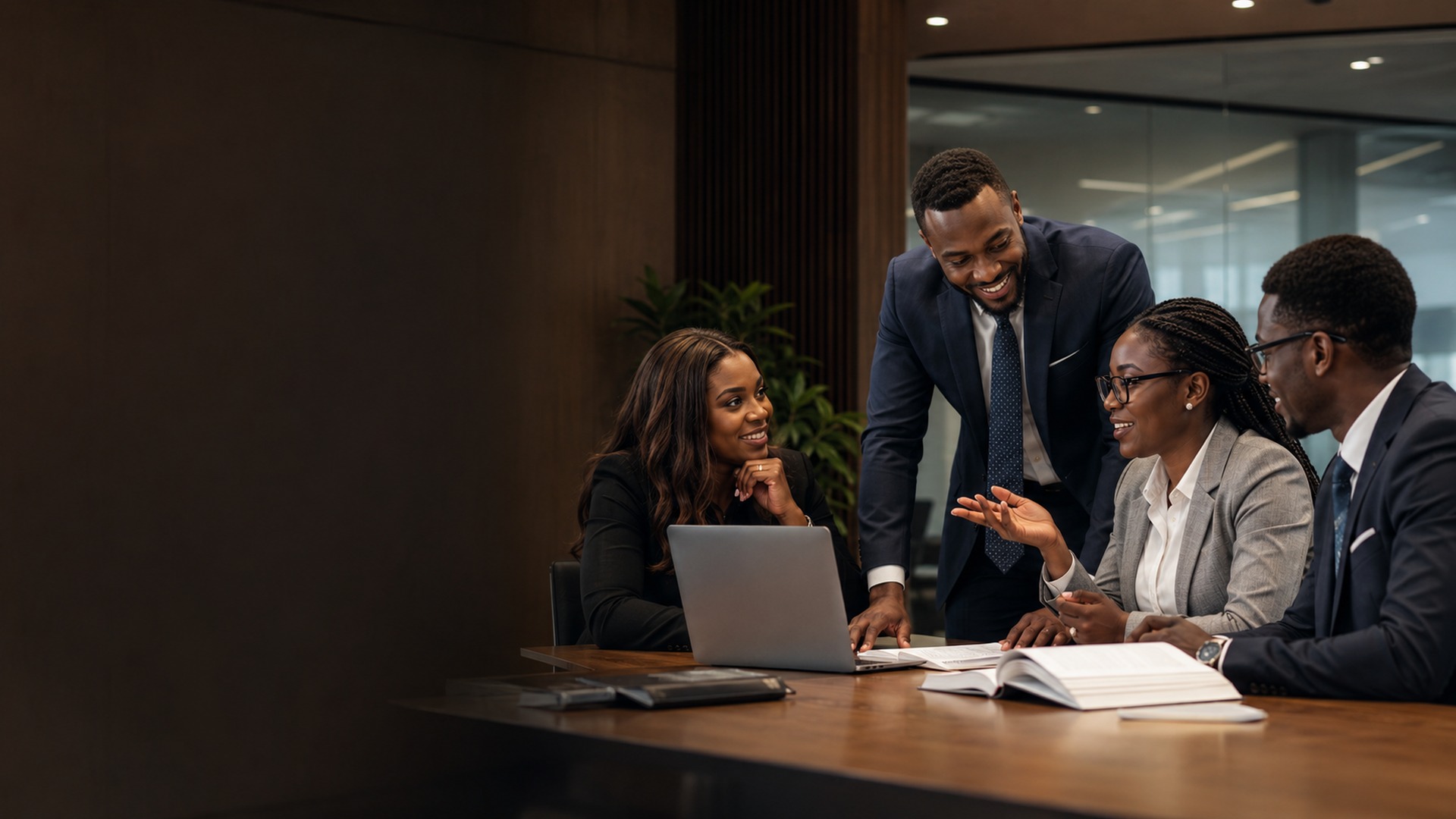 Young legal team collaborating in a modern office